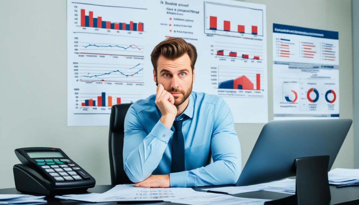 Pierwszy krok analiza cen rynkowych i konkurencji Osoba analizuje kolorowe wykresy cen rynkowych na ekranie komputera z notatkami obok