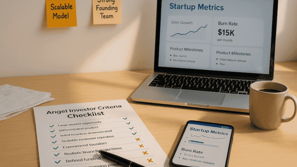 Założyciel startupu pokazujący metryki traction na ekranie smartfona